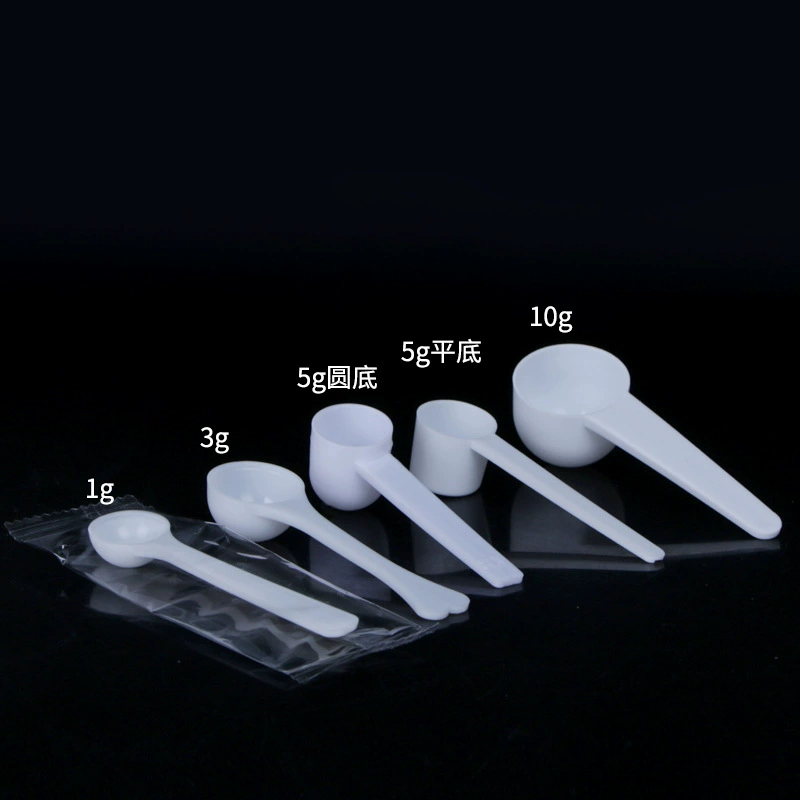 Measuring spoons (disposable) — polypropylene PP scoops, 0.5–10 g, individual or bulk packaging