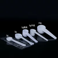 Measuring spoons (disposable) — polypropylene PP scoops, 0.5–10 g, individual or bulk packaging