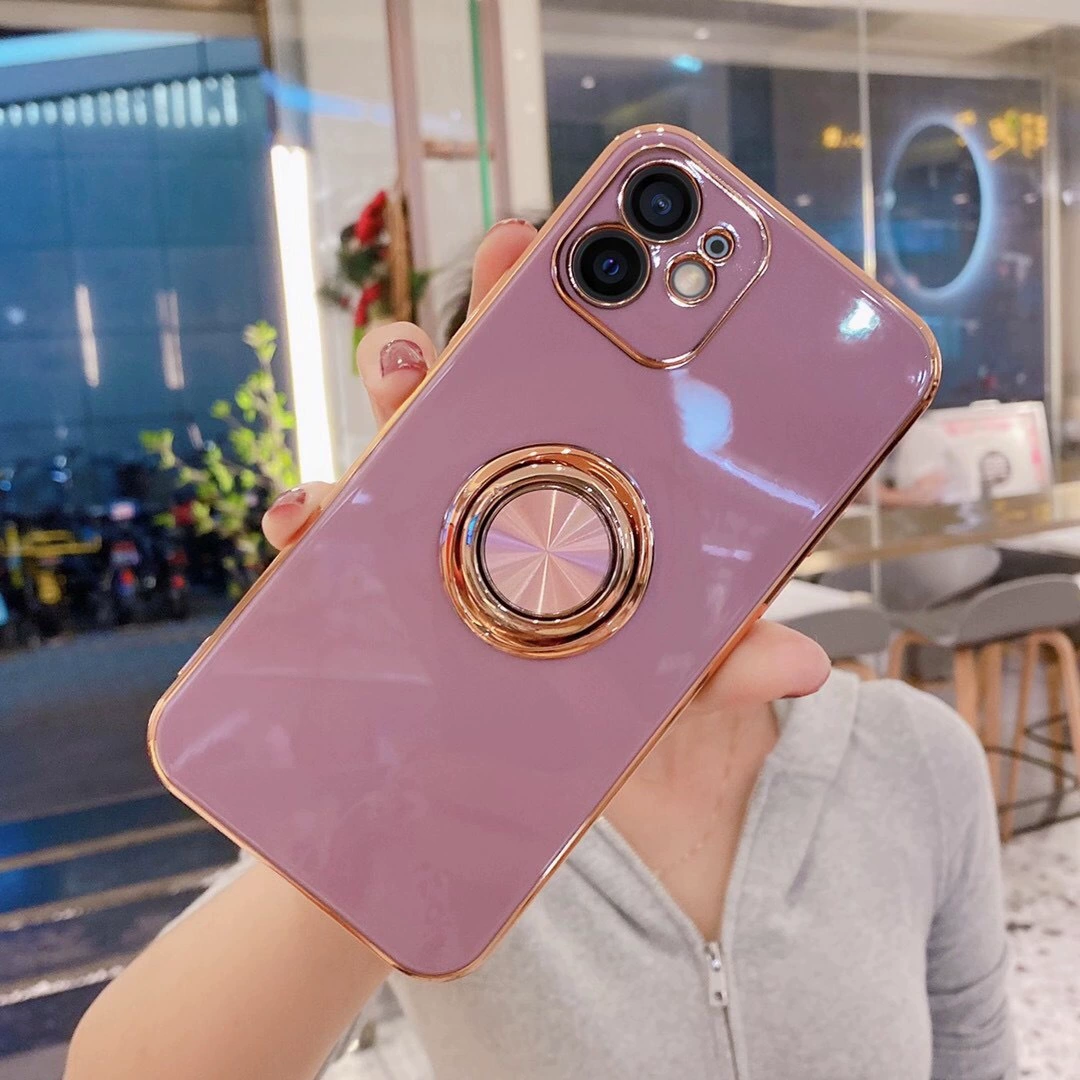 Чехол для телефона (Apple) совместимый с iPhone 13–17 серия, глянцевая задняя панель с держателем для кольца, несколько цветов