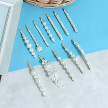 韩国ins珍珠发夹组合套装 批发少女简约夹边夹一字夹刘海网红夹子