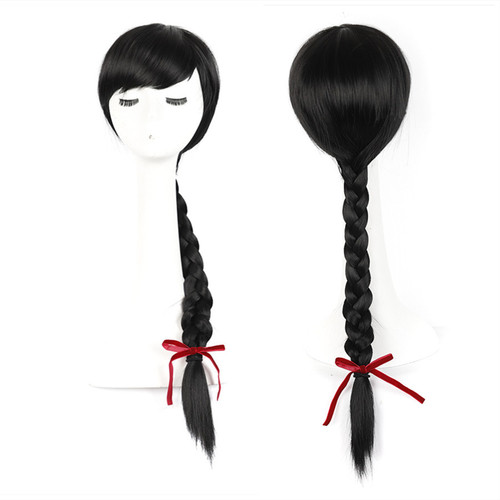 Fashion retro extended length oblique bangs braided ponytail full headdress Tiemei drama stage performance COS wig
