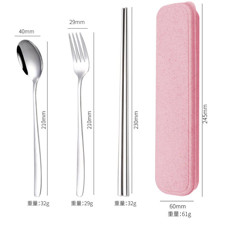 304 젓가락, 숟가락, 포크 핑크색 상자