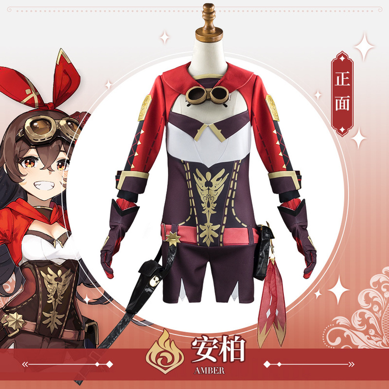Genshin Impact Cos Suit West Wind Knight Amber Cute Style Suit Cosplay Role Play Game Anime Costume
