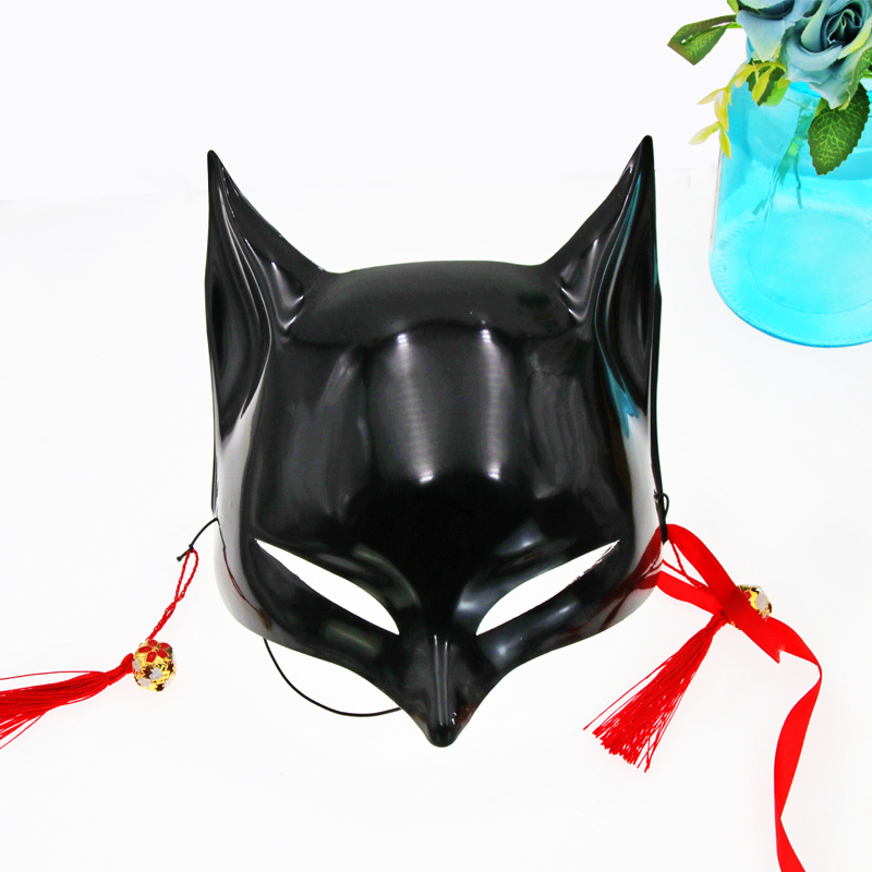 Máscara de PVC de Dibujos Animados de Demonio Zorro Blanco Puro y Negro Puro para Cosplay