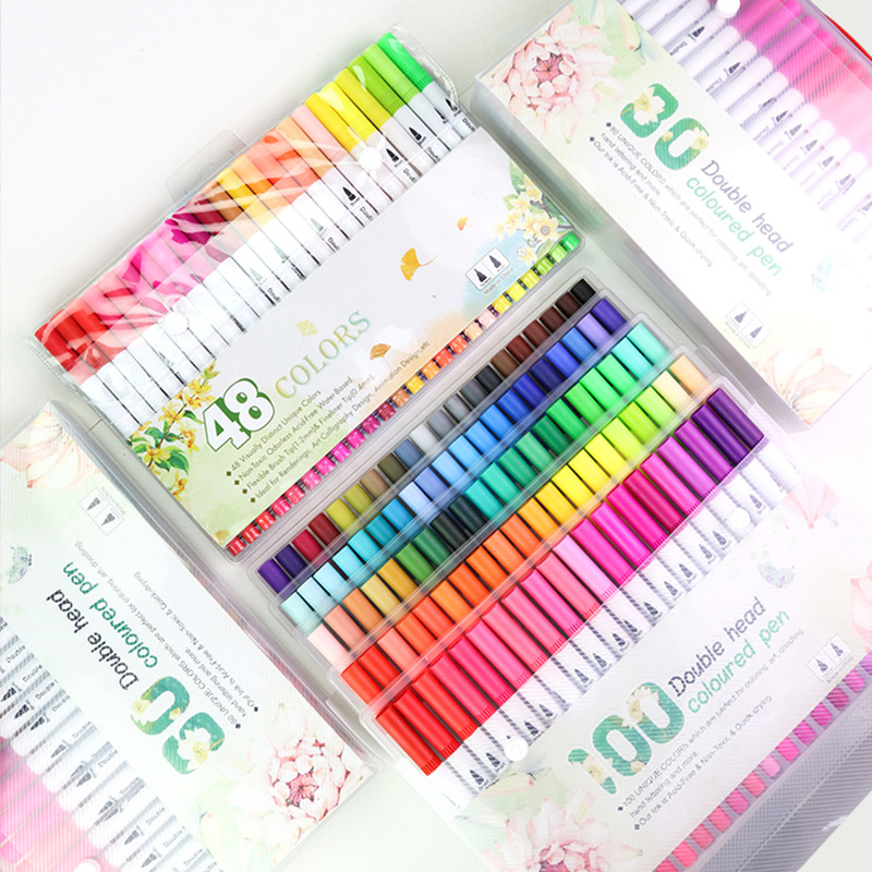 Cross-border 168-color doble cabeza marca acuarela pluma 80-color estudiante pintura de los niños marca pluma traje lavable suave cabeza