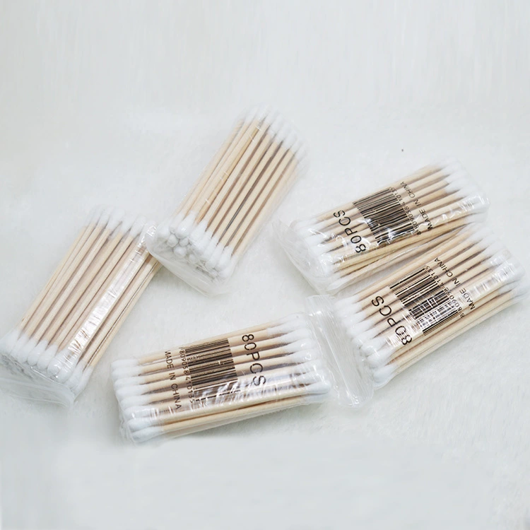 Double-sided disposable cotton swabs, ear-cleaning cotton sticks, ~30 pcs, wooden sticks