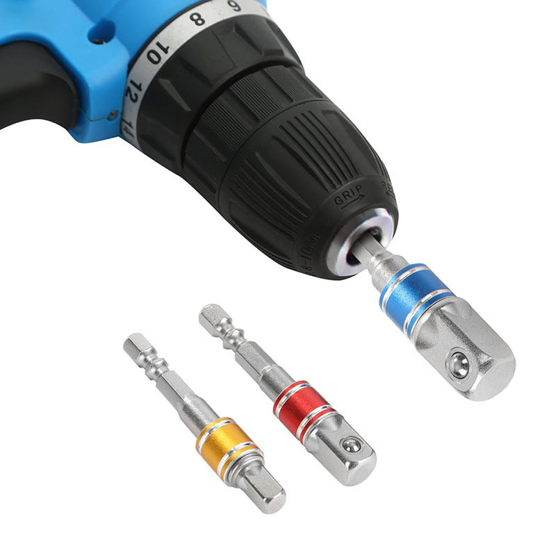 3 unids color bola de acero varilla de conexión eléctrica llave herramienta de conversión traje cuadrado adaptador varilla mano taladro varilla de conexión
