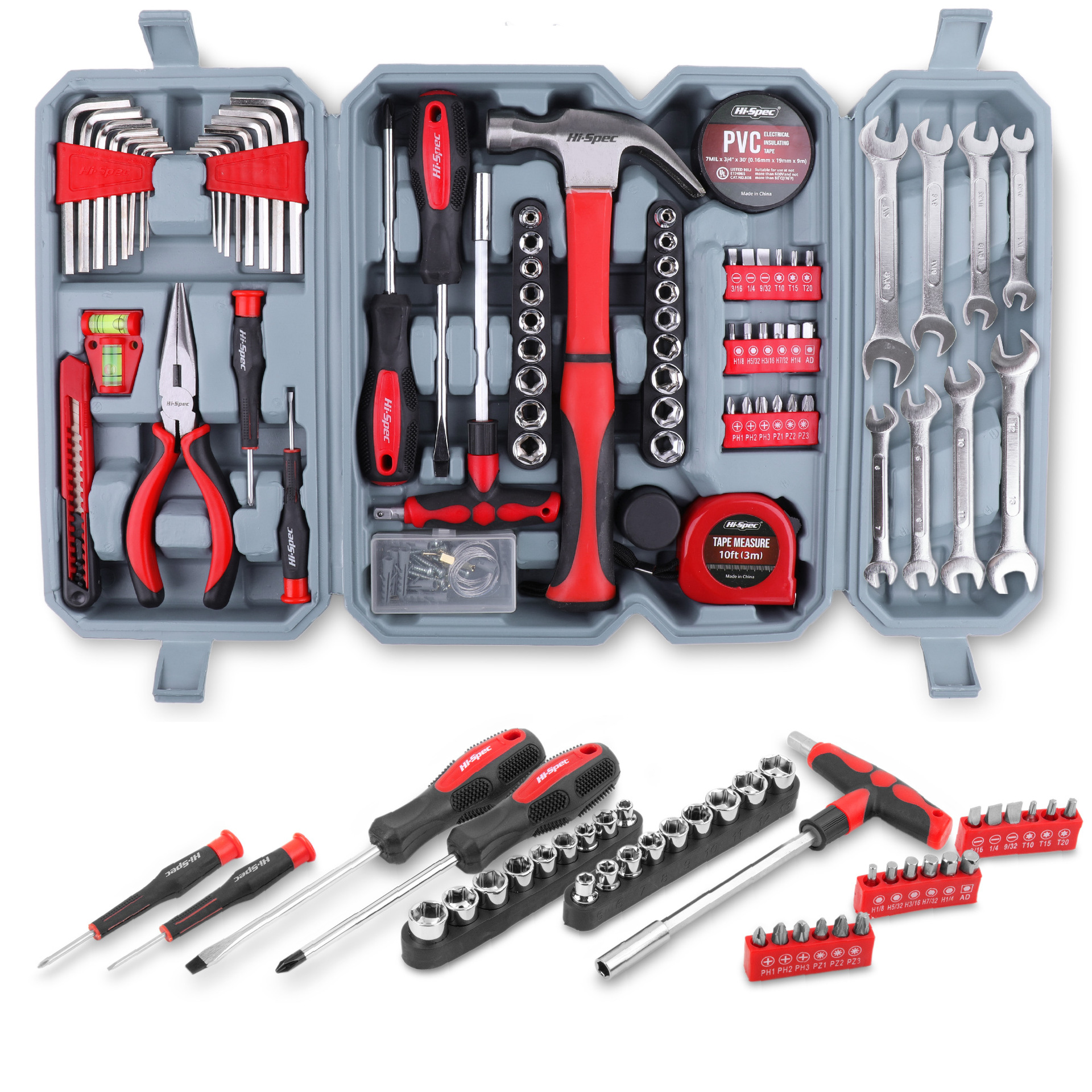 Hi-Spec 73件套家用DIY工具组套多功能组套锤子钳子扳手套筒组套