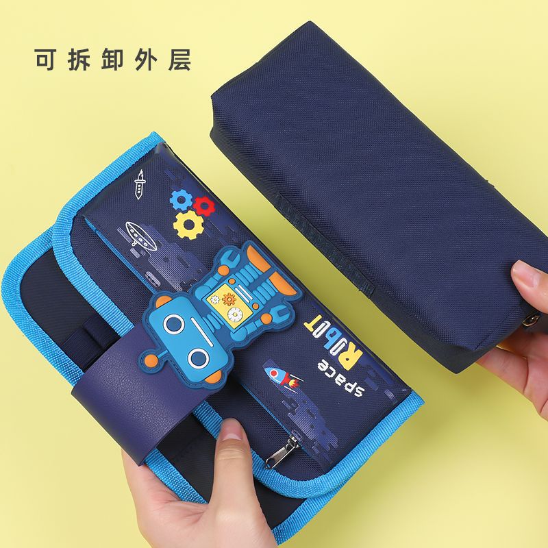 Bolsas de lápiz personalizadas actualizaciones bolsas de lápiz desmontables bolsas de lápiz de dibujos animados multicapa Oxford tela caja de papelería al por mayor