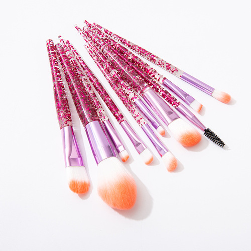Onion pink crystal handle ten glitter makeup brushes with sequins glitter eye shadow concealer brush beauty beauty makeup tools