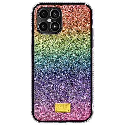 适用iphone17pro苹果11手机壳渐变闪粉XR保护套14pro贴皮日韩风
