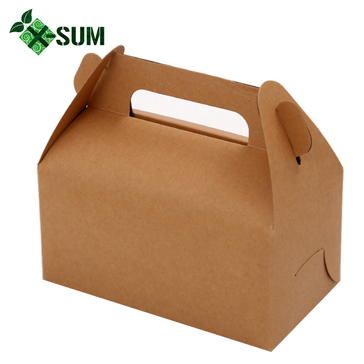 厂家设计自定义牛皮纸手提盒（西点盒马芬盒加印LOGO