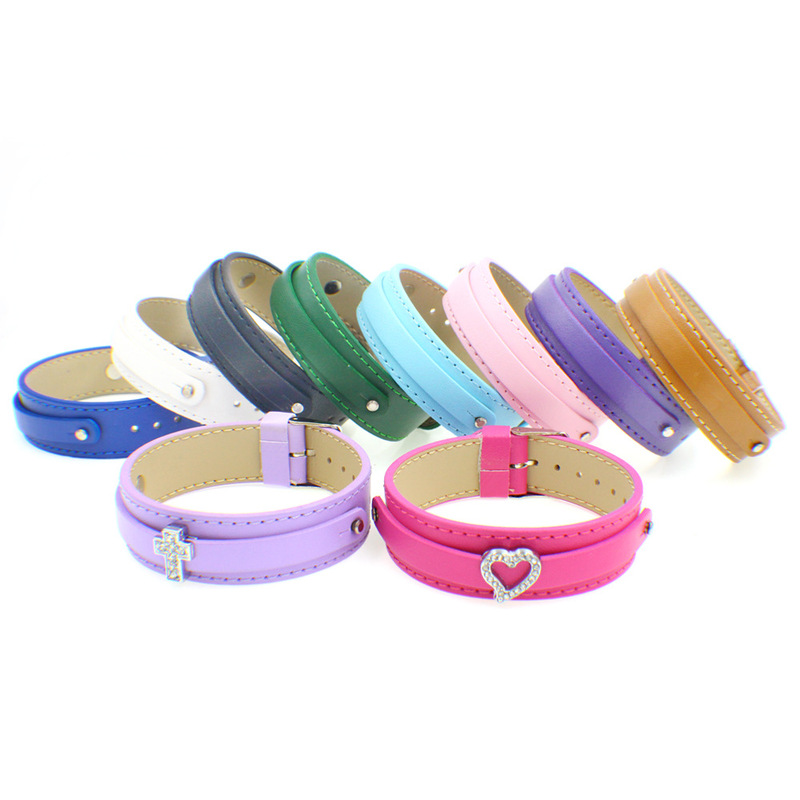 18 + 8mm imitation leather wrist strap PU leather personality bracelet diy rhinestone letter number alloy dripping accessories