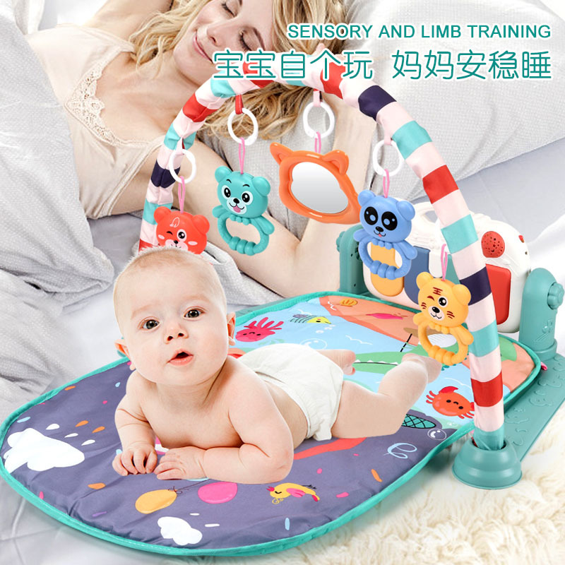 Sudeste de Asia Venta caliente bebé fitness rack recién nacido bebé alfombra multifuncional música pedal piano juguete