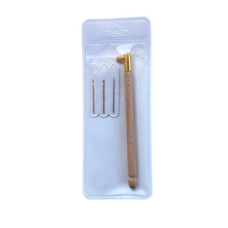 Herramienta de bordado francés transfronterizo Mango de haya Bordado francés Ganchillo Anverso y reverso Lentejuelas con cuentas Gancho hecho a mano