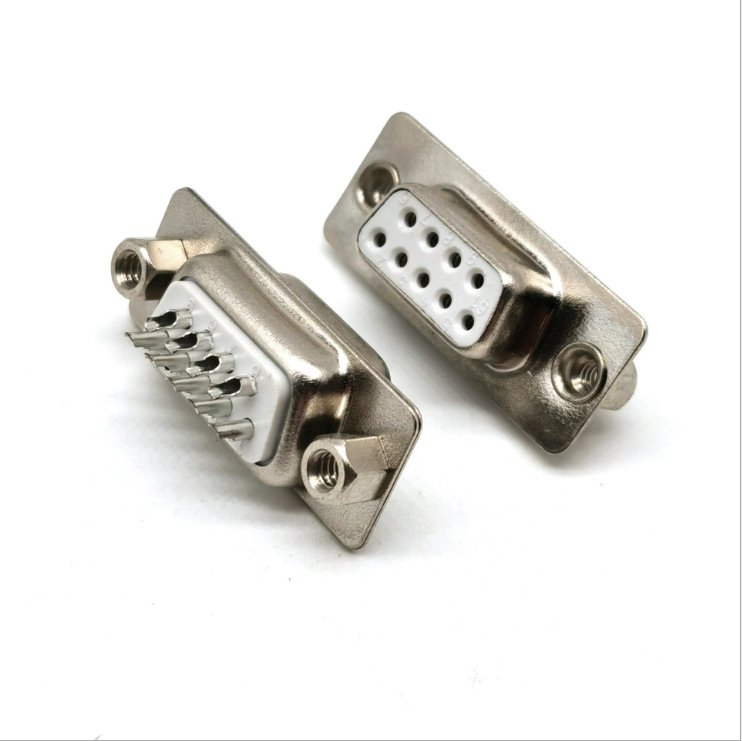 大电流D-SUB电源连接器 板端式DB9 D-SUB电源大电流DB9P白胶母头