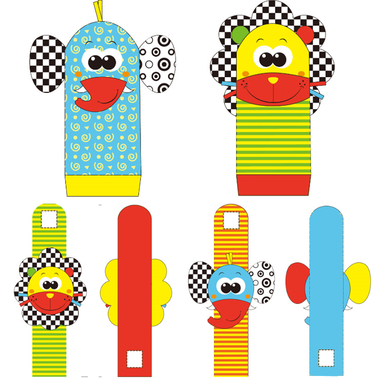 Sonajero de Peluche de León 2025Gbee, Juego de Calcetines con Sonajero de Animales, Juguete Educativo para Bebés