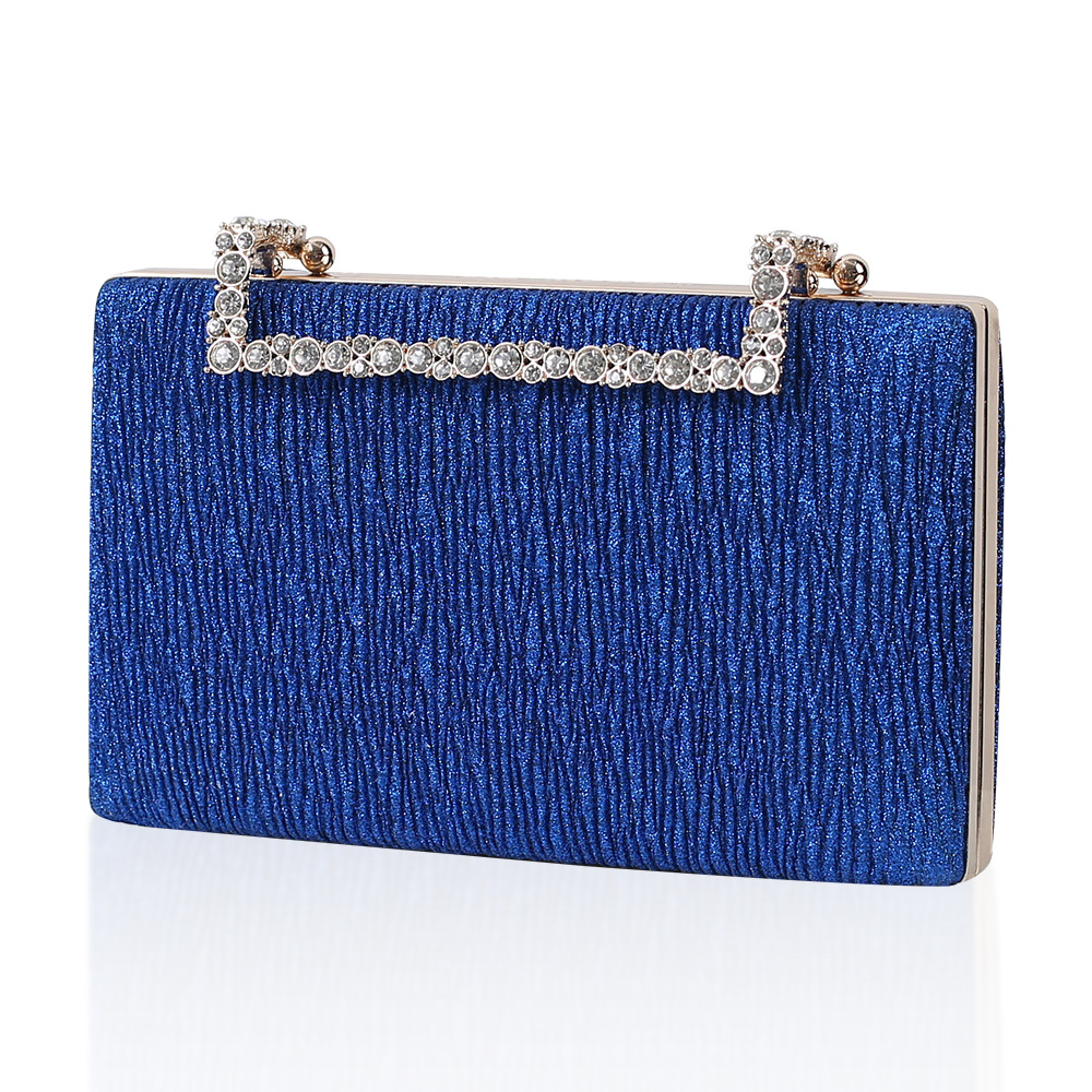 Bolso de noche plisado de estilo europeo y americano exclusivo transfronterizo Bolso nupcial incrustado en diamantes banquete embrague de cadena de mujer entrega de una pieza