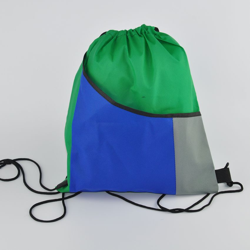 束口袋拼接袋涤纶布束口袋游泳尼龙抽绳双肩背包袋收纳袋