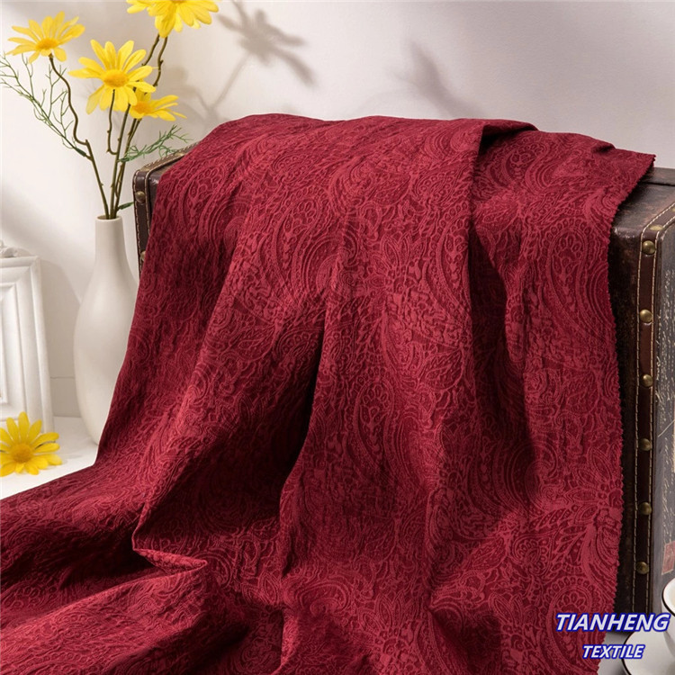 H-709#罗缎涤棉腰果提花 时尚女装童装裤装外套箱包帽子厂家面料