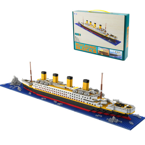 Titanic small particle building blocks, micro diamond particles, children's educational diy assembled toy ship