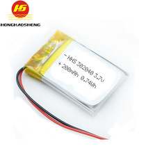 302040聚合物锂电池(3.7v 200mAh）智能按摩仪发光胸牌聚合物电池