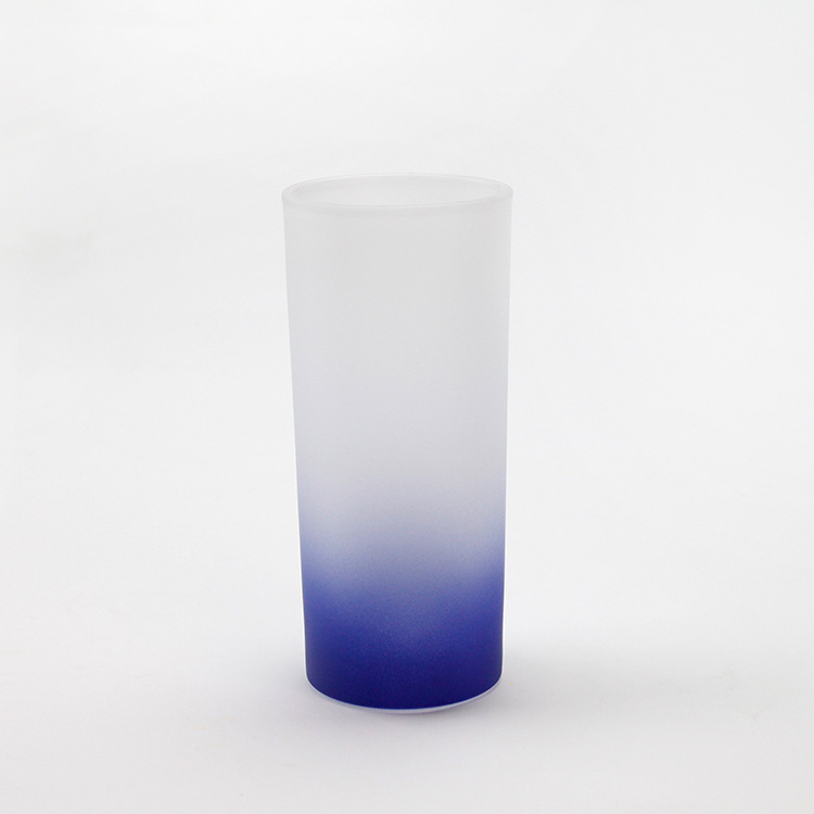 Taza de vidrio esmerilado de transferencia térmica personalizada 10oz color de fondo gradiente de color Copa vidrio