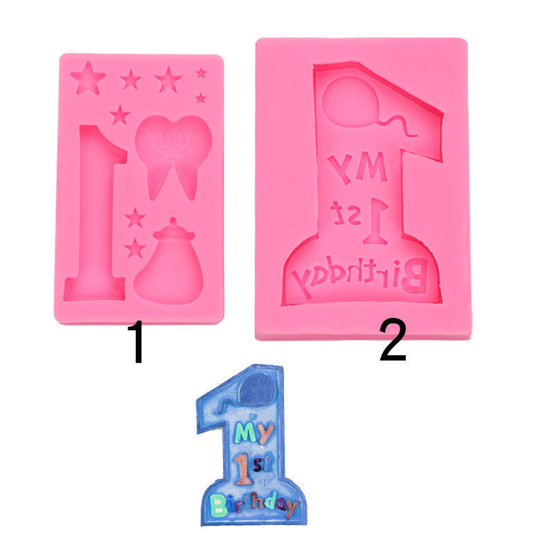 1-años de edad bebé fondant decoración de la torta molde de silicona botella de alimentación estrella lindo diente bebé pastel de chocolate Accesorios