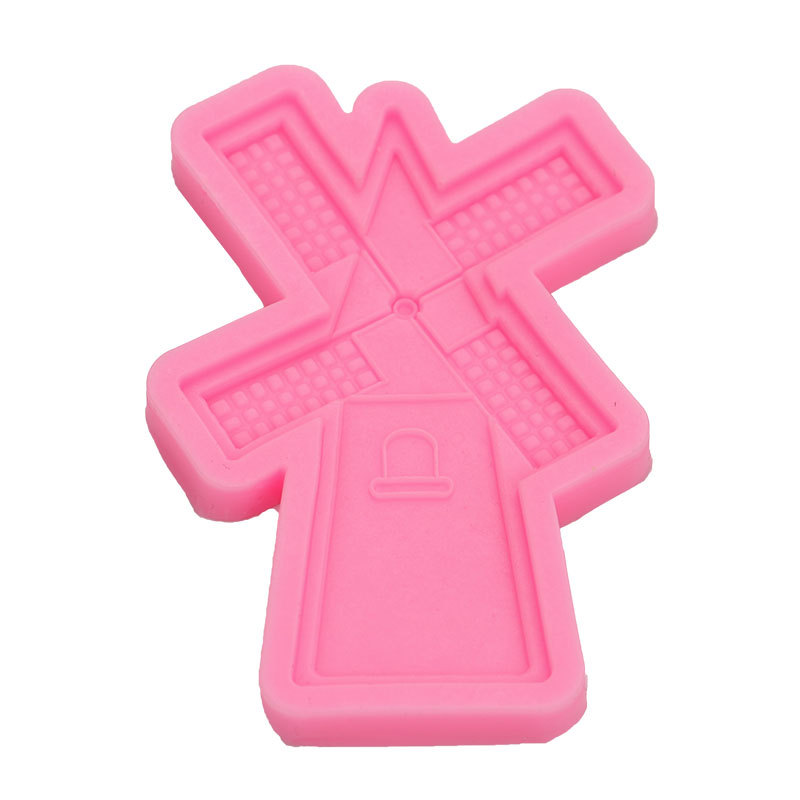 Pequeña vela molde de silicona pequeño molino de viento epoxi decoración accesorios molde fondant cerámica suave arcilla epoxi yeso adornos