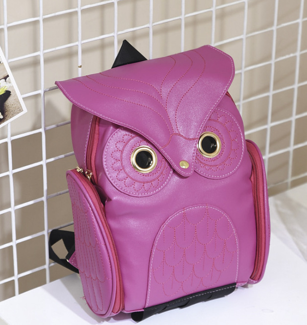 Comercio exterior estilo coreano pu relieve búho mochila nueva mujer de dibujos animados animal mochila viaje tendencia bolso de las mujeres