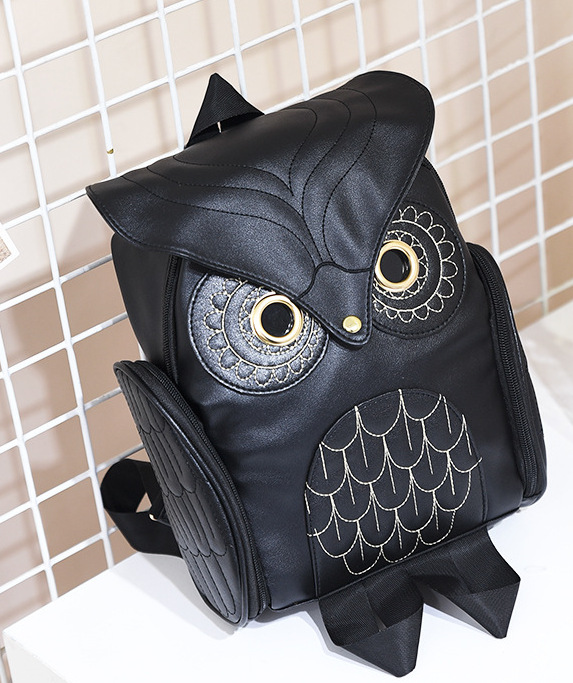 Comercio exterior estilo coreano pu relieve búho mochila nueva mujer de dibujos animados animal mochila viaje tendencia bolso de las mujeres