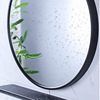 Nordic aluminum alloy bathroom mirror round mirror belt shelf self -adhesive toilet makeup mirror free punch mirror