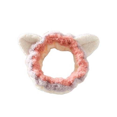 Cute 3-Color Circle Stereo Cat Ears Headband, Face Washing Makeup Multi-Color Elastic Hair Tie, Sell-Cute Hair Band