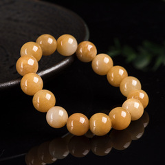 Natural Xinjiang Jin Si Yu 13mm Bracelet Gobi Jade Yellow Jade Necklace Jade Quan Yi Jade Wholesaler