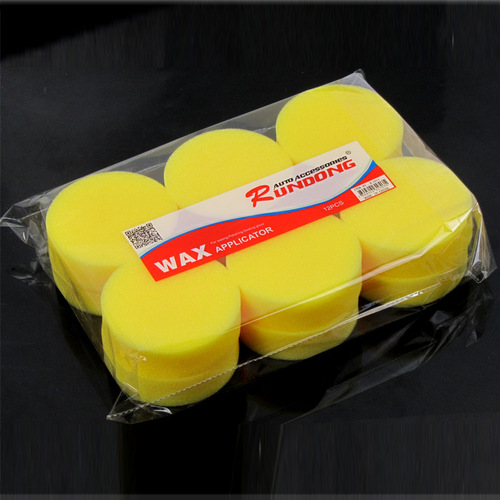 High-density waxing sponge, edge-free waxing sponge, round car wash waxing sponge, 12 pieces per pack