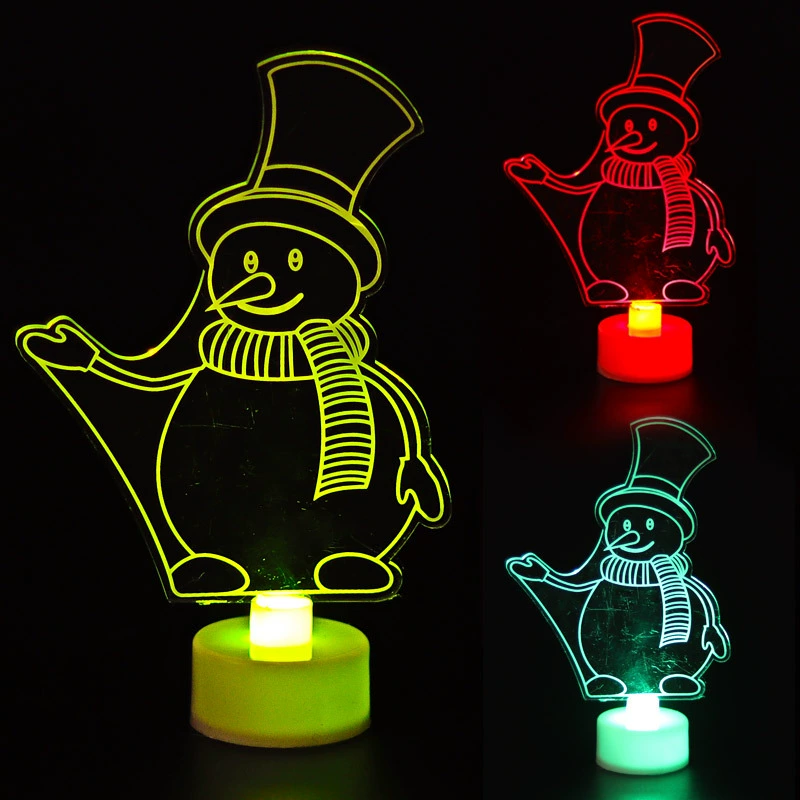 LED-яркая акриловая елочная ночная лампа, Рождество, снеговик, Дед Мороз, Яблоневый башня, светящиеся игрушки