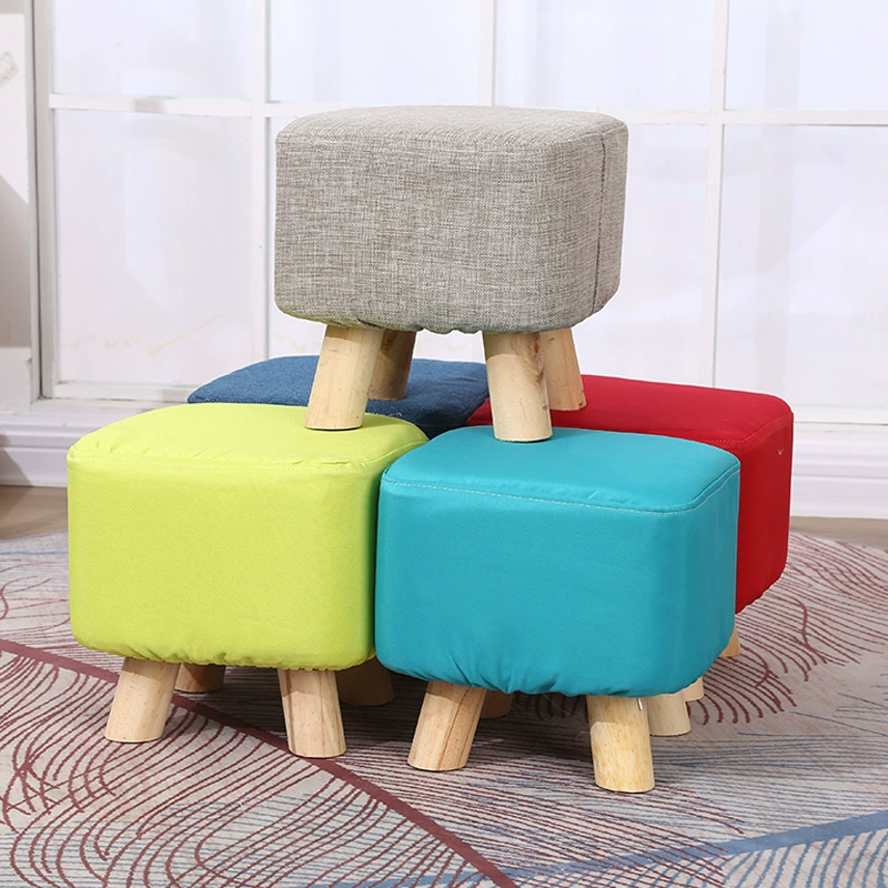 Фабрика оптовая продажа сплошного цвета ткани квадратная скамья для смены обуви диван стул маленький деревянный стул