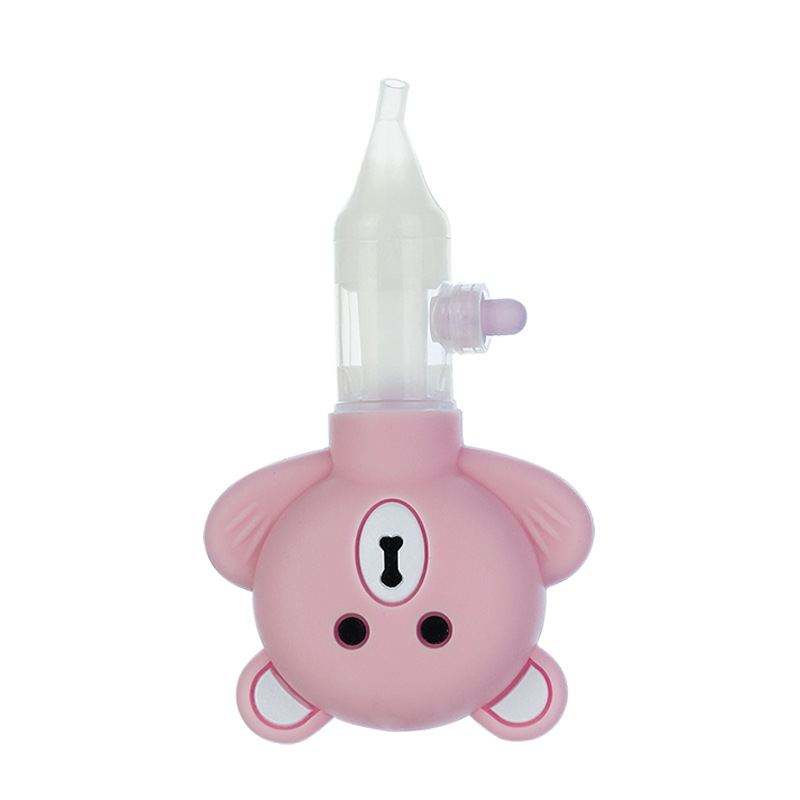 Aspirador nasal de bebé 15 grados curvo tipo de bomba de silicona antirreflujo aspirador nasal Oso de dibujos animados aspirador nasal toma de fábrica