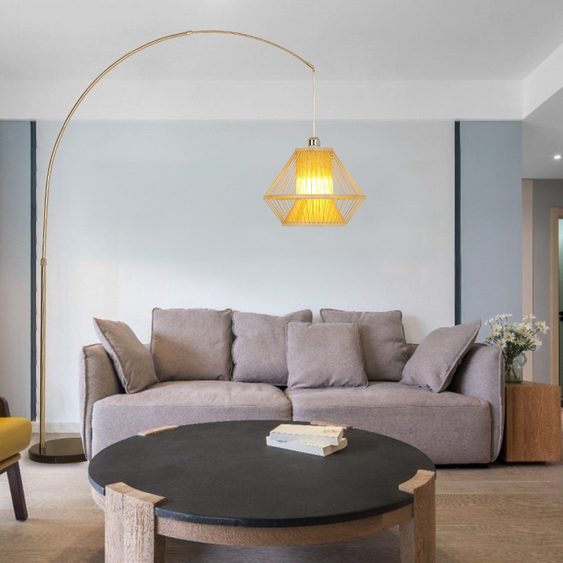 Lámpara de pesca Sala de té Chino sala de estar sofá decoración lámpara de pie Nordic restaurante creativo Japonés tatami lámpara de pie