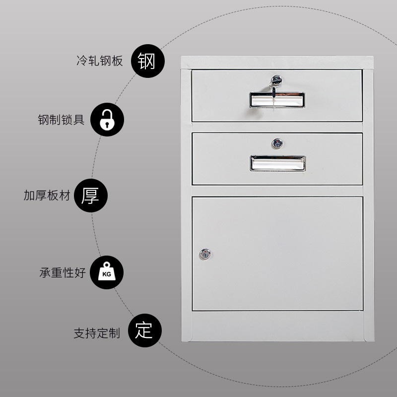 小資料櫃鋼製辦公文件櫃家用抽屜式帶鎖小矮櫃陽台儲物櫃批發