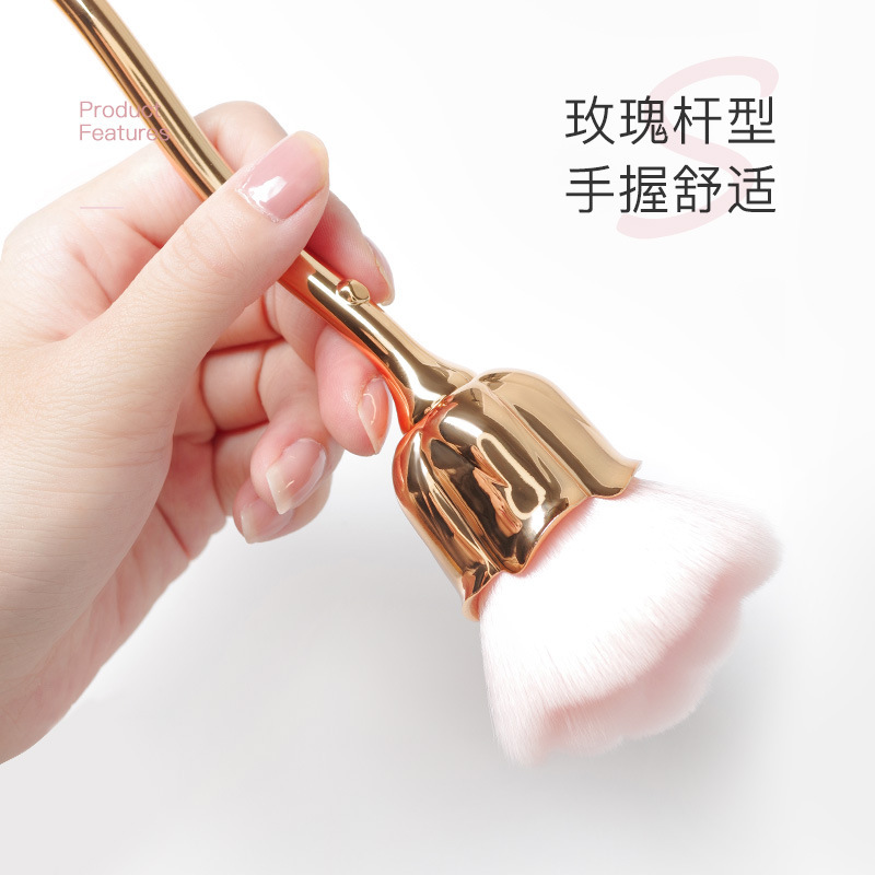 ネット赤美甲粉塵ブラシピンクの毛バラの花型棒ブラシ多機能爪切り頬紅ブラシ|undefined