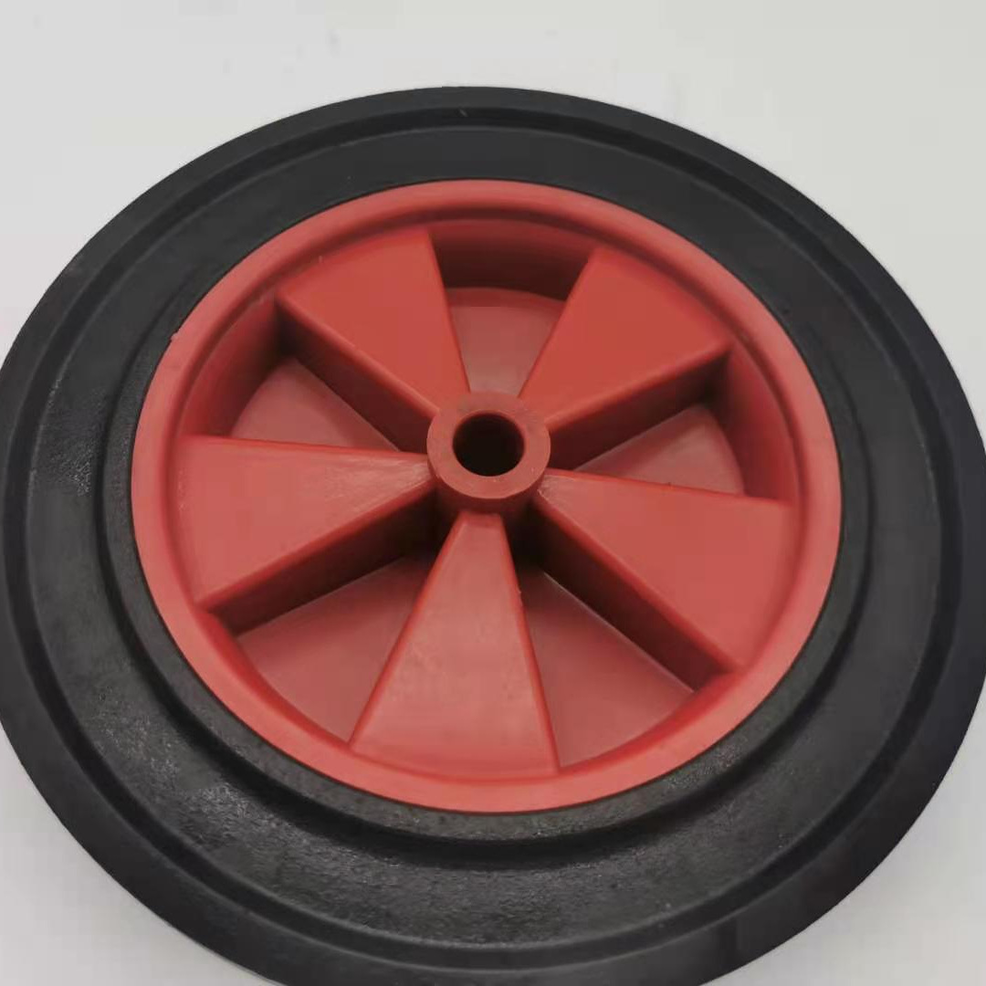 厂家直销12寸实心橡胶轮工地手推车货仓车轮胎塑料轮辐割草机轮子