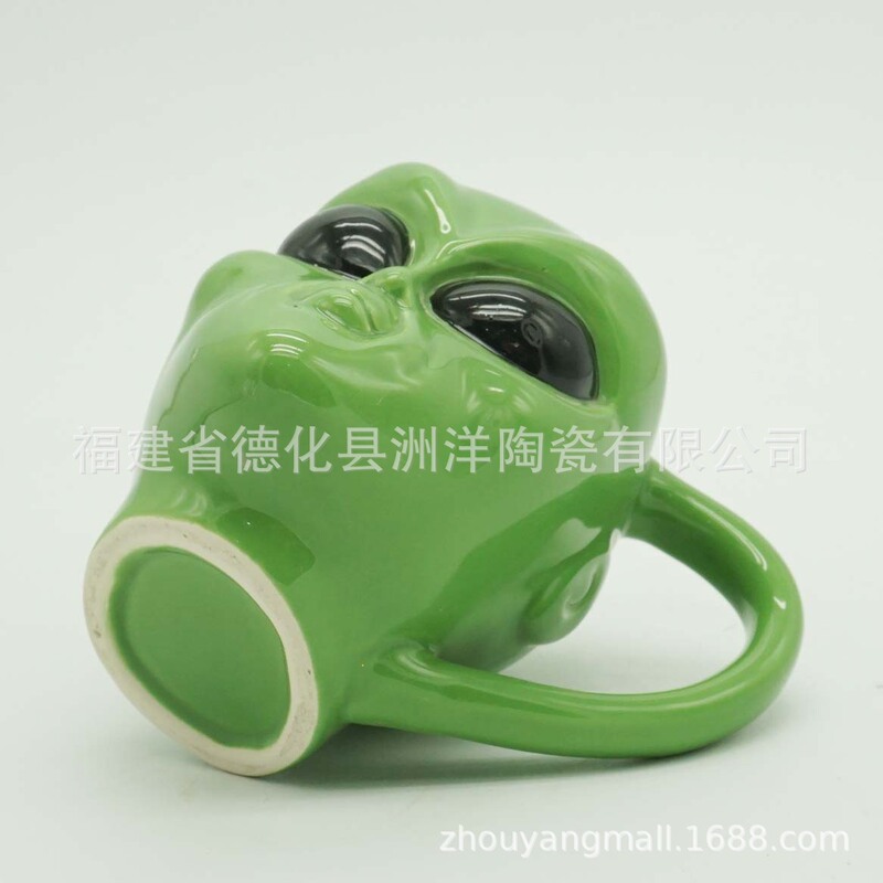 New Halloween Skull Green Alien Gift White Porcelain Boyfriend Personalized Coffee Cup Ceramic Mug