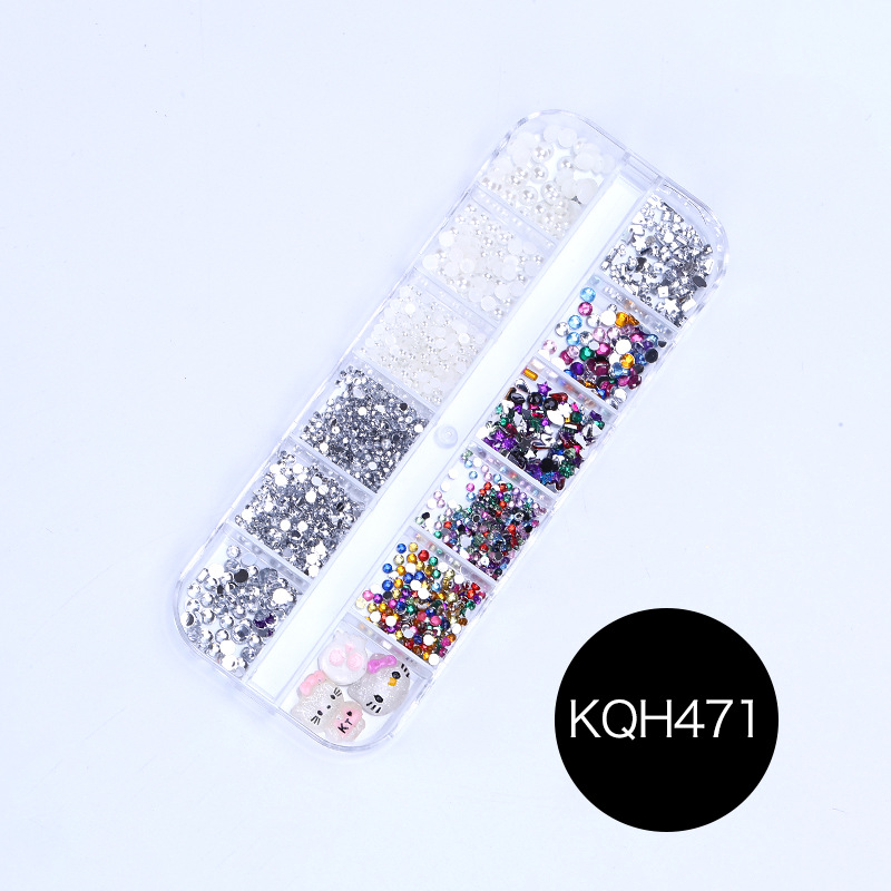 Joyería de uñas conjunto completo arco especial en forma de diamante mezclado perla mágica melocotón corazón lentejuelas uñas joyería de uñas