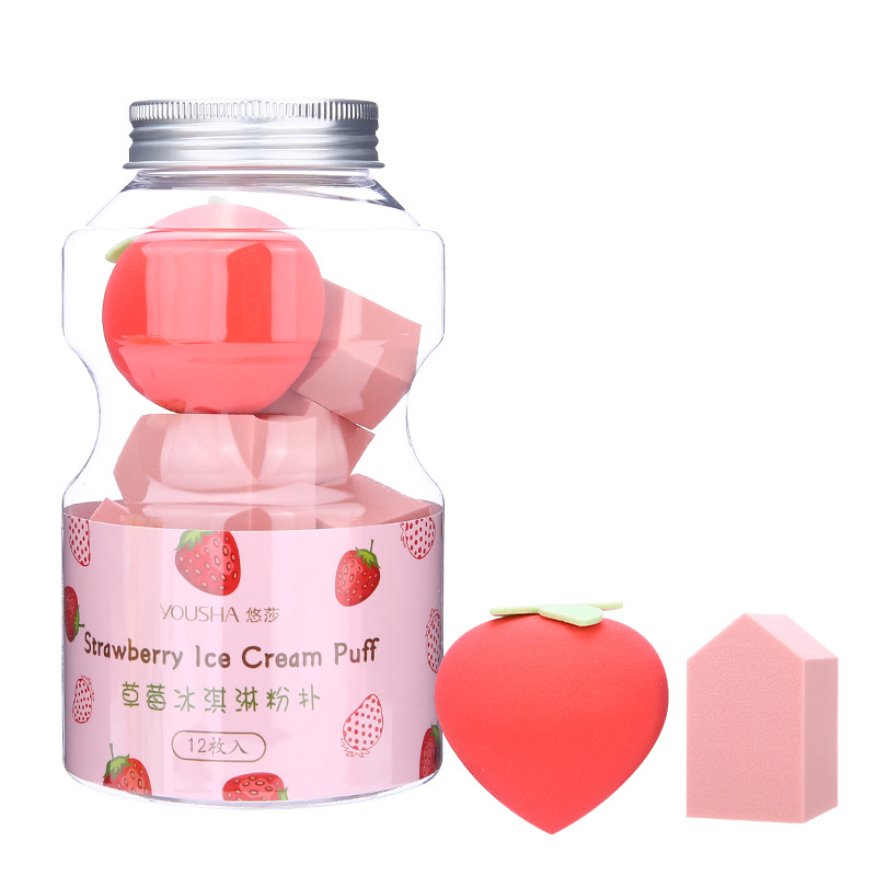 Yousha combinación de 12 piezas soplo de polvo transpirable no comer herramientas de maquillaje en polvo herramientas auxiliares mojado y seco YF208