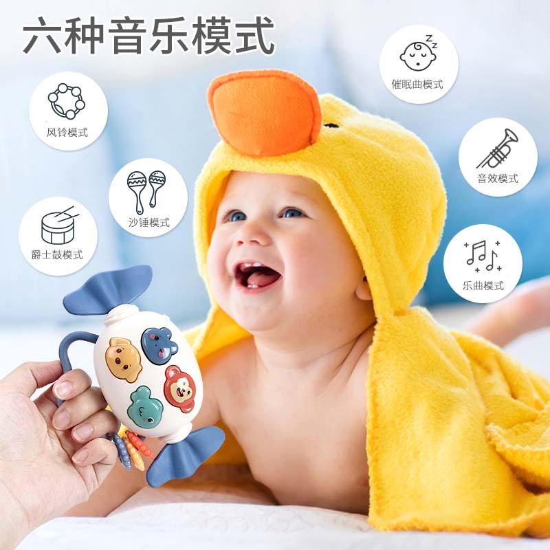 Caramelo sonajero bebé educación temprana iluminación suave goma caramelo sonajero con música bebé juguete coaxial
