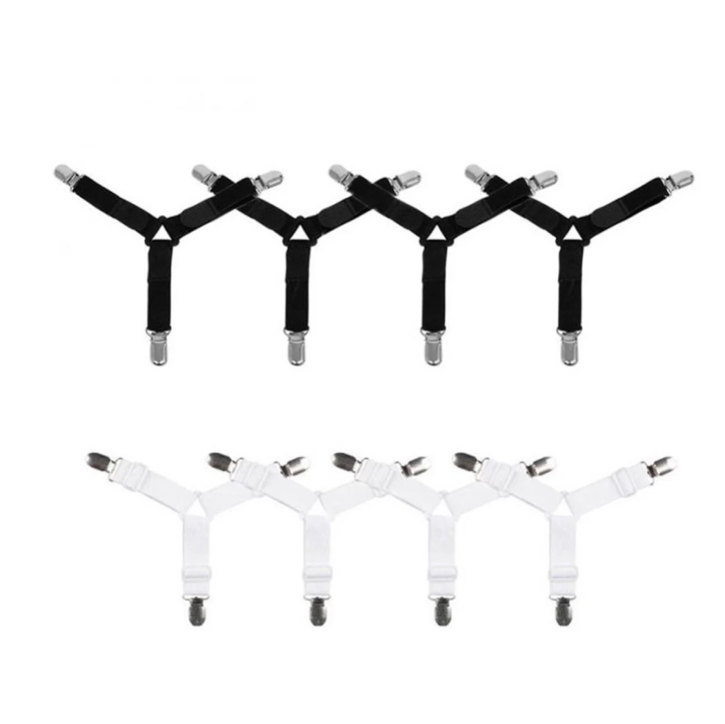 Sábana de cama soporte ajustable Cruz hoja de cama clip banda elástica equipado hoja sujetador Correa Clip, 2 negro