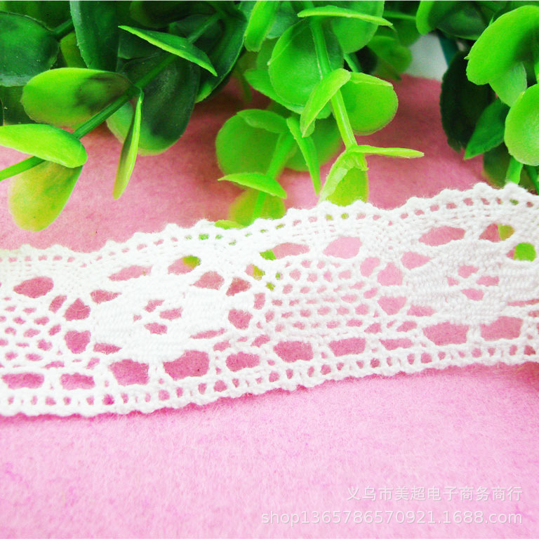2.8cm现货花边针织手工发饰家纺窗帘帽饰童装辅料DIY棉线花边