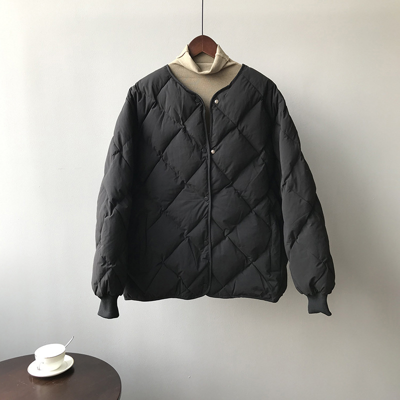 【特別価格 返品交換不可】菱格模様ショート丈野球風コットンジャケット レディース 冬用コットンジャケット 防寒コットンジャケット レディース 5667