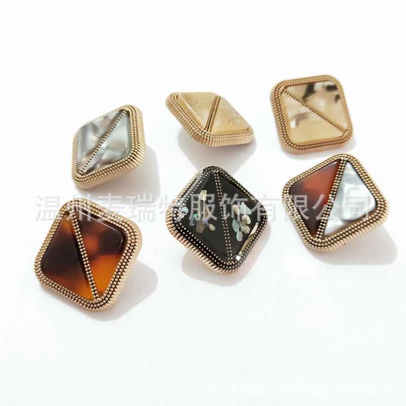 正方形醋酸扣有脚时尚羊毛羊绒大衣风衣装饰金属有脚钮扣